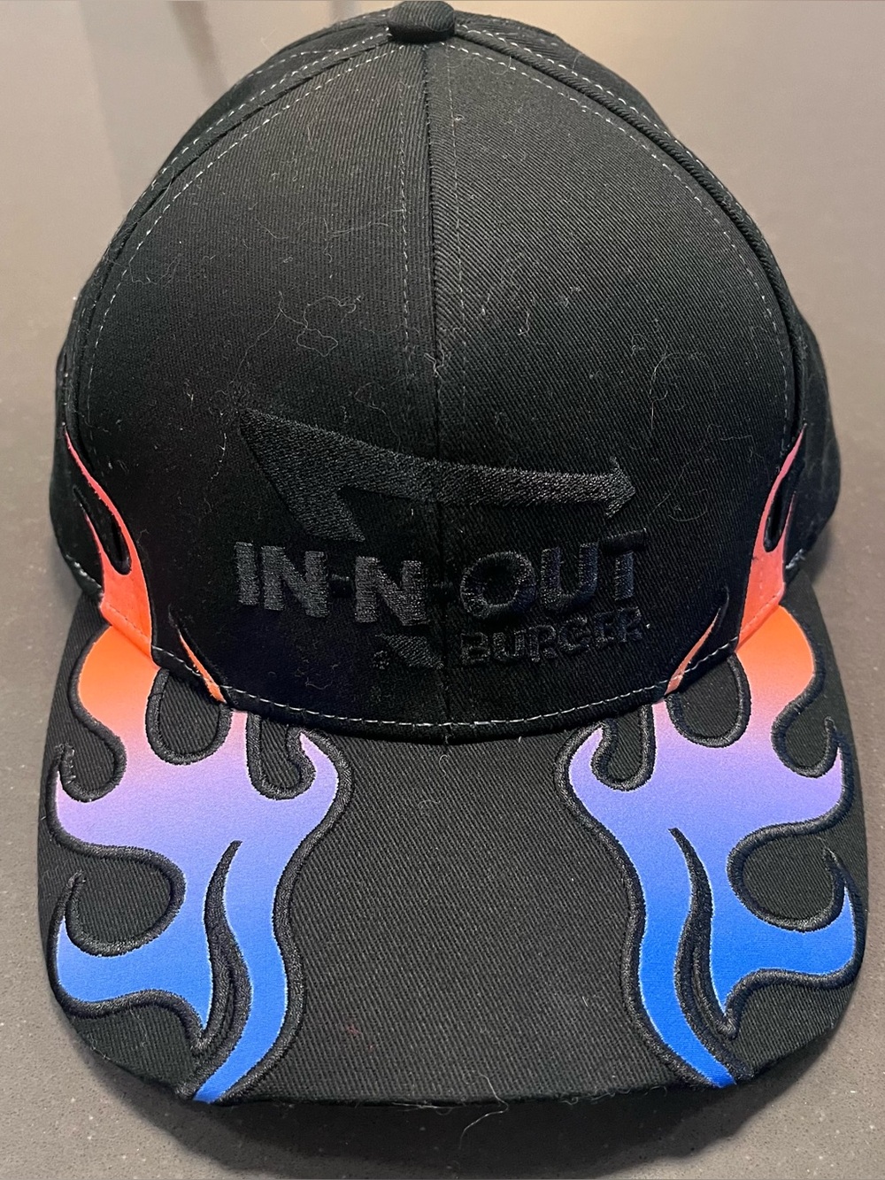 In-N-Out Burger Black Flame Logo Baseball Cap 75th Anniversary Flames Hat Hot - Picture 2 of 6